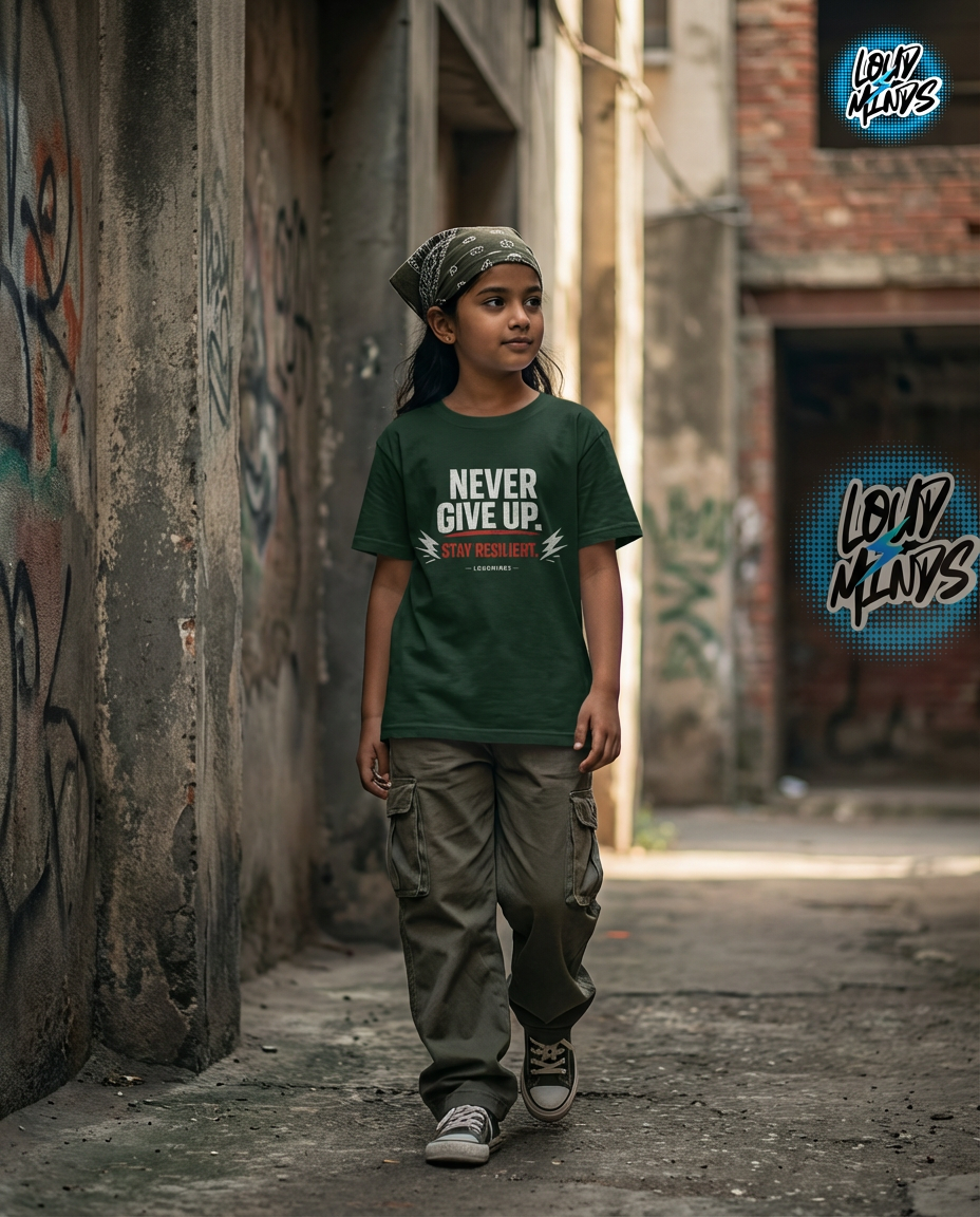 NEVER GIVE UP STAY RESILIENT KID TEE
