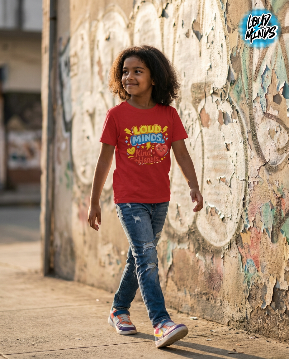 LOUD MINDS KIND HEARTS KID TEE